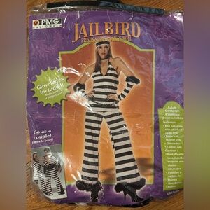 Jailbird Black & White Striped Womens  Costume - Classic Prisoner